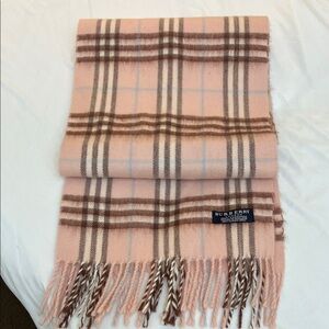 Burberry Soft Pink and Brown Checkered Scarf
